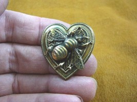 (B-bee-102) Bumble bee honey bees textured heart shaped pin pendant Brooch - £14.15 GBP