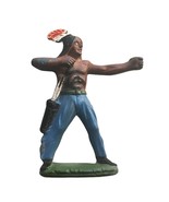 Vintage Cast Iron Native American Figurine Bow &amp; Arrow Pose - $13.85