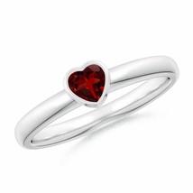 ANGARA Bezel-Set Solitaire Heart Garnet Promise Ring for Women in 14K Solid Gold - £330.21 GBP