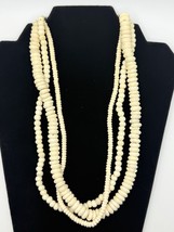 Vintage 22” Bone Bead Multi-Strand Necklace Hook Clasp Tribal Boho - $414.64 MXN