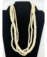 Vintage 22” Bone Bead Multi-Strand Necklace Hook Clasp Tribal Boho - $22.50