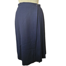 Vintage 70s Wool Navy Blue Long Pleated Skirt Size 2 - $34.65