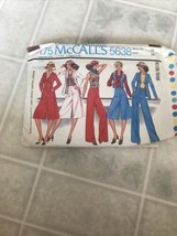 Vintage 1977 McCall's 5638 Misses Jacket Vest Culottes Pant size 12 Bust 34 - £12.02 GBP