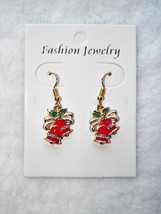 Xmas In July!! Gold Christmas Bells Drop Earrings 3/4&quot; Red Enamel Reduced!! - £2.29 GBP