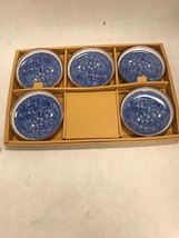 NIB Japan 5 pieces small plate ceramic snack sushi edge blue pottery unused - £31.64 GBP