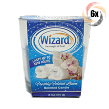 6x Candles Wizard Freshly Folded Linen Scented Candles | 3oz | Burns 25 Hours! - £21.80 GBP