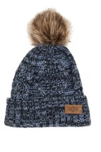 Multi Blue - Beanie Women&#39;s Winter Fleece Fuzzy Knitted Pom Pom - £20.58 GBP