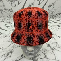Kangol Burn Orange | Black Grunge Plaid Bin Bucket Hat - £77.06 GBP