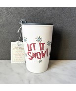 Let It Snow! Travel Mug with Lid Ceramic Double-Wall Coffee Cup 12 oz CR... - $14.20