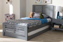 Heaton Mission Style Grey-Twin Platform Bed w/Trundle - $5,346.88 MXN