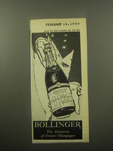 1959 Bollinger Champagne Ad - Bollinger the aristocrat of French champagne - £11.98 GBP