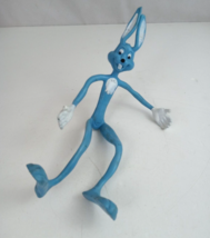 Vintage Bendable Blue Easter Bunny Rabbit 10&quot; Bendy Toy Made In Hong Kong - $7.75