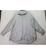 J. Jill Shirt Women XL Gray Check Flannel Rayon Long Sleeve Collared But... - $36.03 CAD