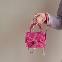 Rose Pink Women Lock Shoulder Bags Plaid Ladies Small Square Crossbody Bag Fashi - £35.17 GBP