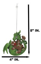 Ruth Thompson Green Dragon With Gingerbread Man Christmas Tree Hanging Ornament - £11.96 GBP