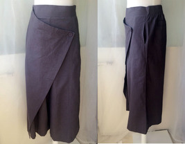 Gray Wrap Linen Pants Summer Women One Size Casual Loose Pants Wide Leg Pants image 2
