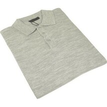 Mens PRINCELY Soft Merinos Wool Sweater Knits Lightweight Polo 1011-40 Silver image 4