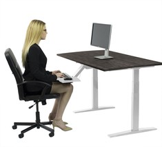 White and Black 52" Bamboo Dual Motor Electric Office Adjustable Computer Desk - $20,396.20 MXN