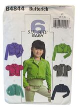 Butterick B4844 Girls' Jacket Sewing Pattern Size 6-7-8 Easy - $7.67