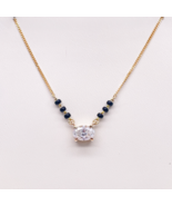 18ct Yellow Gold LabGrown Oval Diamond 1.00ct Black Beads Mangalsutra Ne... - $33,544.99 MXN