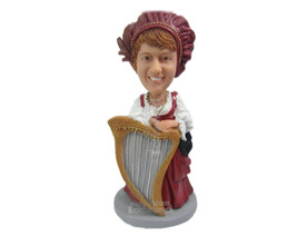 Custom Bobblehead Female Harpist Playing Harp Wearing A Vintage Outfit - Musicia - £69.82 GBP