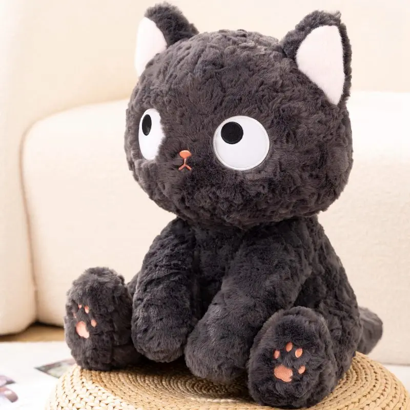 Funny Three Poses Fat Black Cat Plush Stuffed Animals Toy Lifelike Cat Doll for - £17.04 GBP+