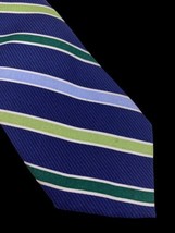 Chaps Ralph Lauren Boys Tie 12-14 Medium Blue Green Stripe Necktie - $37.25