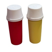 Tupperware Vintage Ketchup and Mustard Pump Dispensers &amp; Lids Picnic Bbq - $14.99