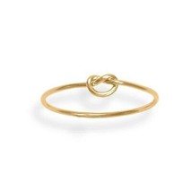 14 Karat Yellow Gold Filled Thin Love Knot Ring 1 mm Wide Stackable Promise Band - £33.34 GBP