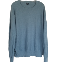 J Crew Cotton Garter Stitch Crew Neck Sweater L Mens Heather Blue Re-Imagined - £15.45 GBP