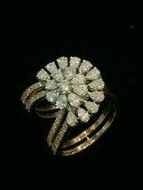 14K Yellow Gold Finish Fabulous Engagement Flower Ring 2.2Ct Pear Cut CZ Diamond - £126.28 GBP