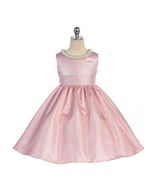 Stunning Pink Satin Flower Girl Pageant Dress w/ Beaded Neckline, Crayon... - £41.91 GBP