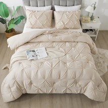 Andency California King Comforter Set Beige (104X96Inch), Pinch Pleat Comforter - $68.92