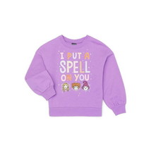 Disney Hocus Pocus Girls Halloween Glitter Fleece Sweatshirt Purple M (7-8) - £15.30 GBP