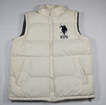 US Polo Assassin USPA Men&#39;s Off White Puffer Vest w/ Hidden Hood - Size ... - £22.40 GBP