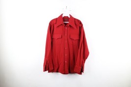 Vtg 50s 60s Streetwear Mens Medium Wool Blend Bush Safari Button Shirt Red USA - £71.18 GBP