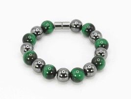 Hematite and Green Tiger&#39;s Eye Bracelet - A Talisman of Balance and Renewal - £26.37 GBP