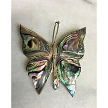 Taxco 925 Sterling Silver &amp; Abalone Butterfly Brooch Sky - £30.32 GBP