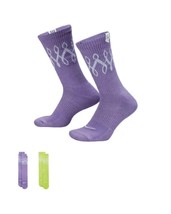 Nike Womens Serena Williams 2PK Design Cushioned Crew Socks M Purple/Yel... - $29.99