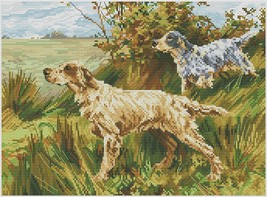 Hunting Cross Stitch dogs pattern pdf - Fireplace cross stitch Animalist... - £14.15 GBP