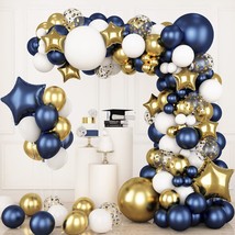 176Pcs Navy Blue Gold Balloons Arch Kit, Navy Blue Balloon Garland Metallic Gold - £18.81 GBP