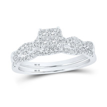 10kt White Gold Princess Diamond Bridal Wedding Ring Band Set 1/2 Cttw - £702.42 GBP