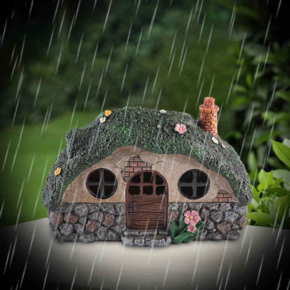 Solar Decoration LED Lamps Festival Supplies Fairy House Street Lamp Sculpture W - £90.68 GBP