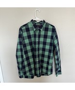 UNTUCKit Shirt Mens XL Long Sleeve  Green &amp; Blue Plaid Flannel Relaxed Fit - $14.36
