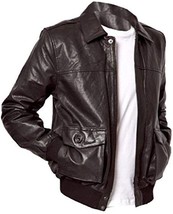 Men&#39;s vintage BLACK Leather Bomber Jacket All Size - £156.03 GBP