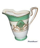 Vintage Morimura Japan Creamer Pitcher Green Gold Floral - $295.55 MXN