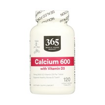 365 Whole Foods Supplements, Minerals, Calcium 600 with Vitamin D3, 120 tablets  - £26.51 GBP