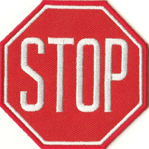 Stop Sign Embroidery Patch Red Embroidered Badge 2.75 Inch Iron On Shirt Clothes - £13.45 GBP