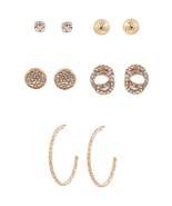 5 Pair Rhinestone Earring Set Gold/Clear - £13.31 GBP