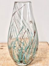 9" Art Glass Vase Sjogras by Goran Stroemgren Konst Urshult Sweden - $148.95